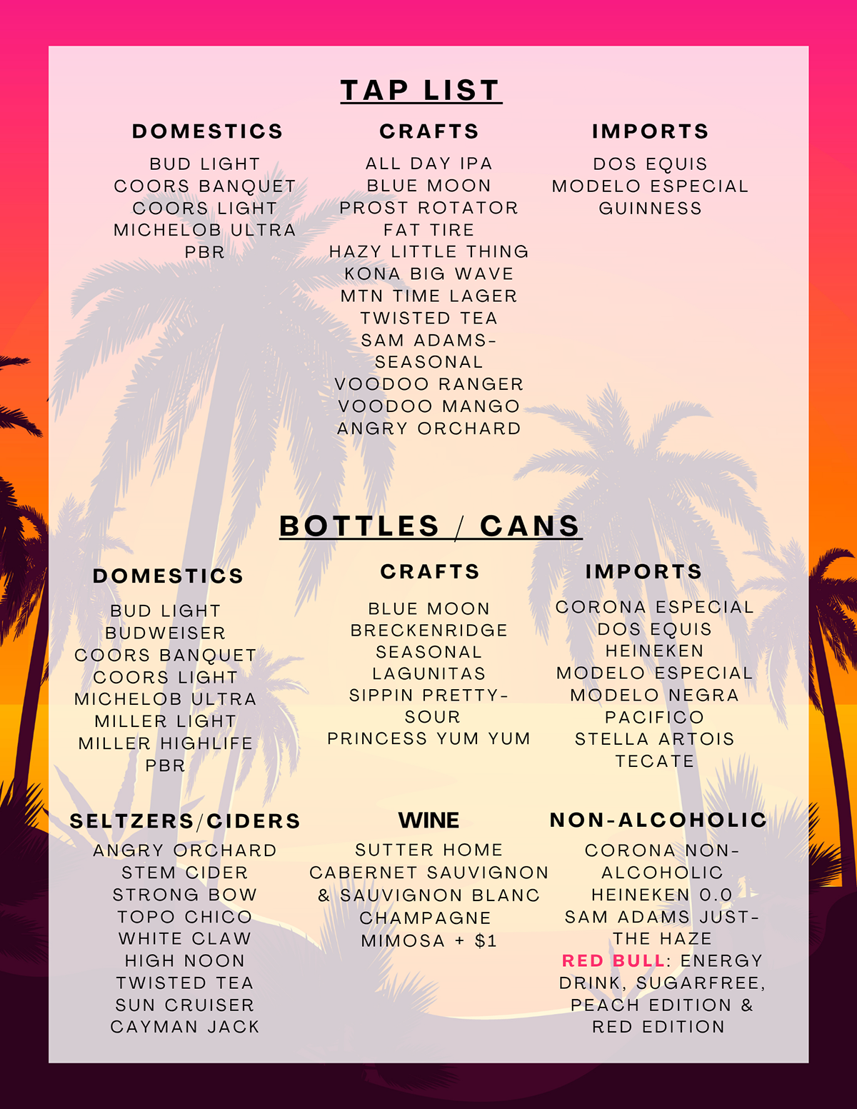 Zanzibar Beer Menu-2026