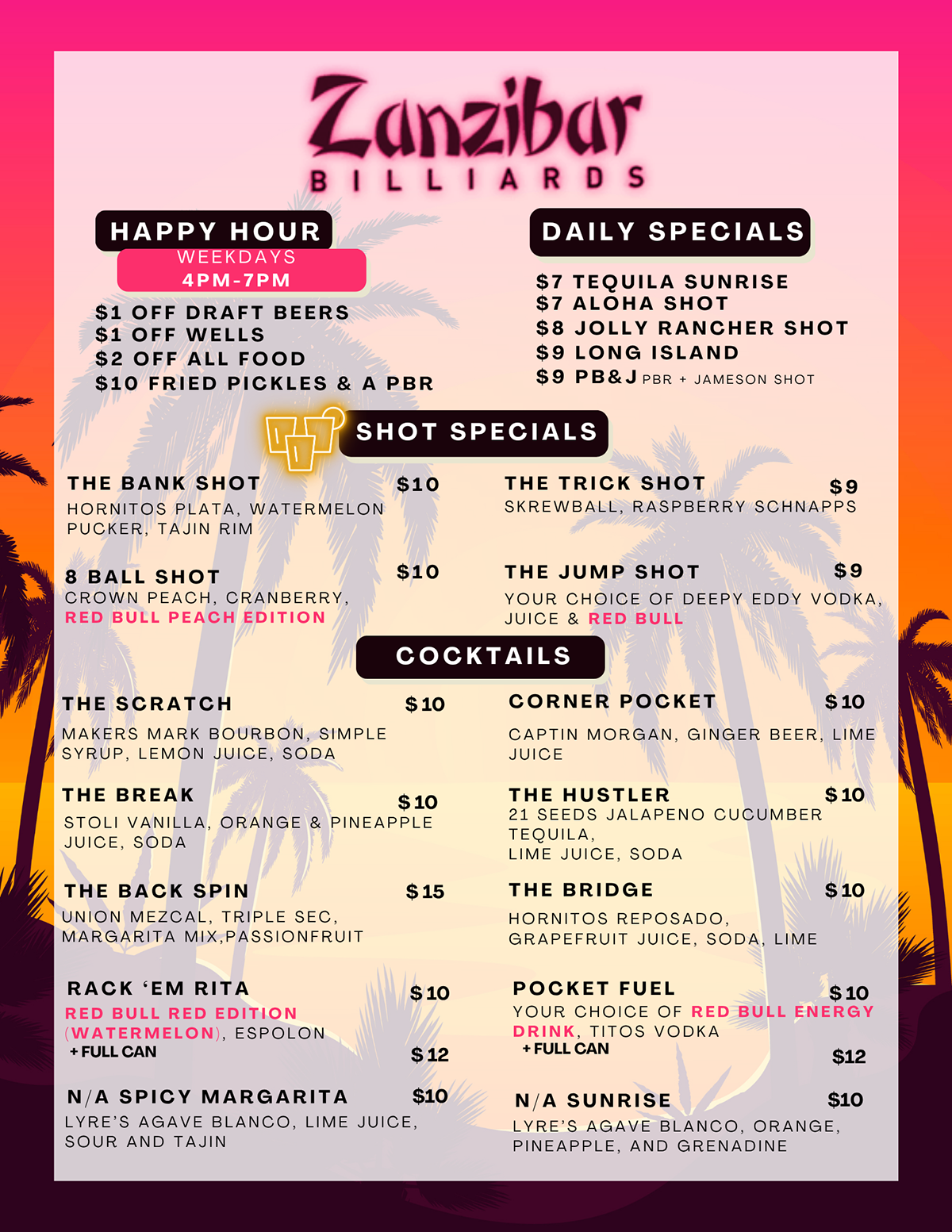Zanzibar Cocktail Menu-2026